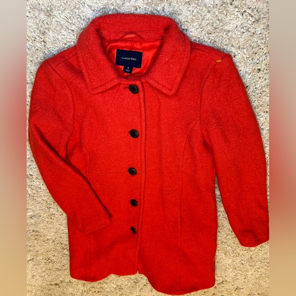 Lands End Red/Orange Pea Coat - Picture 6 of 12
